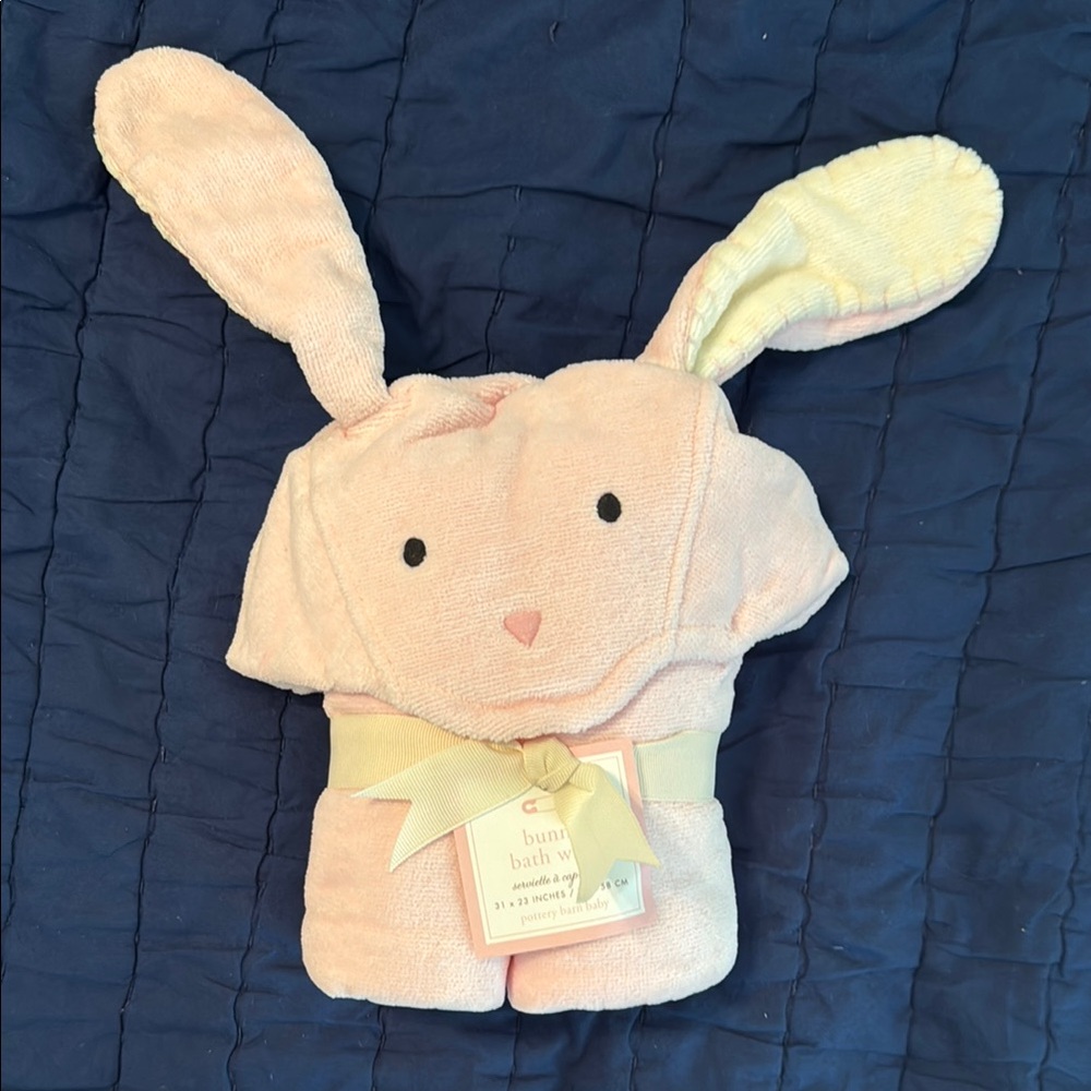 Pottery Barn Kids Pink Bunny Bath Wrap